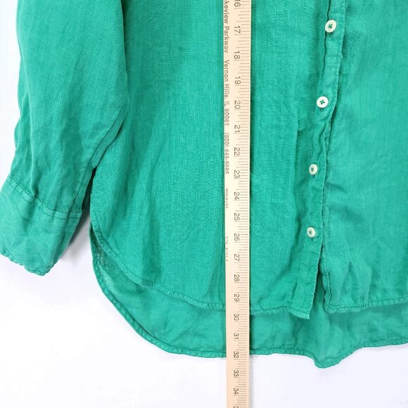 Maeve by Anthropologie Pure Linen Cate Button Down Shirt Solid Green Size Medium - Picture 6 of 14